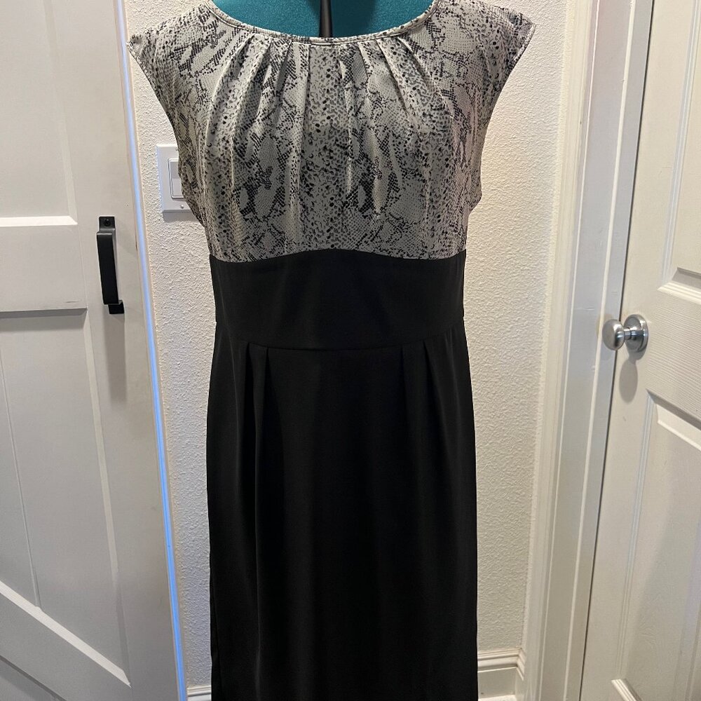 AB Studio Black & Gray Snakeskin Print Sleeveless Midi Dress XL